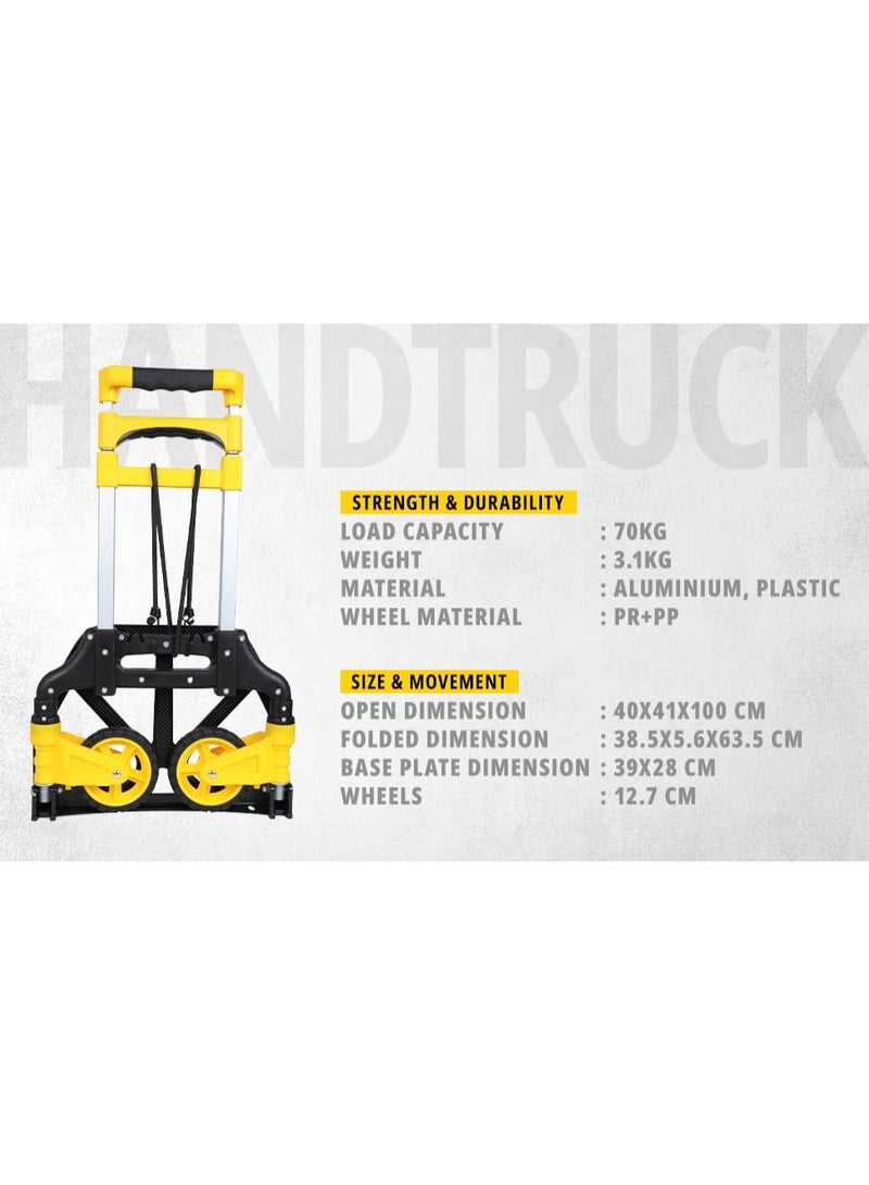 STANLEY Folding Hand Truck Folding Sack Truck Sack Trolley SXWT-FT516 Folding Hand Truck with 70 Kg Capacity - Black, Silver & Yellow - Image 1