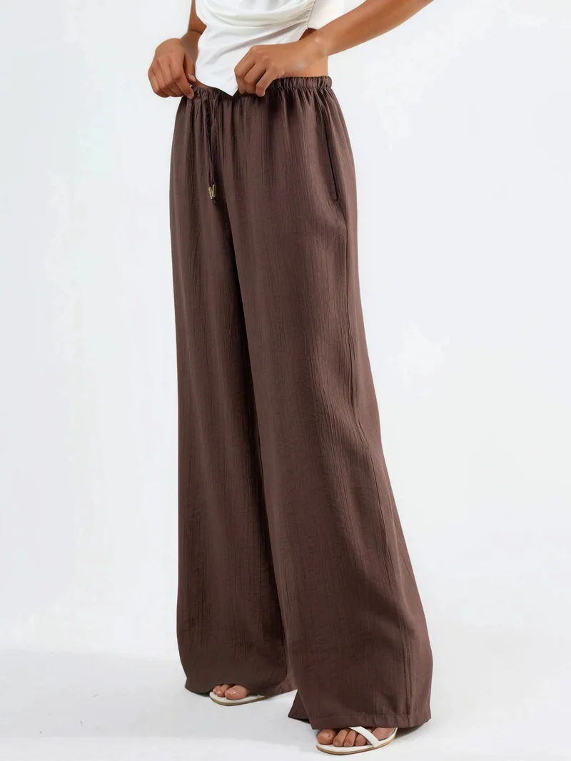 Busem BUSEM Wide Leg Drawstring Waist Pants with Pockets