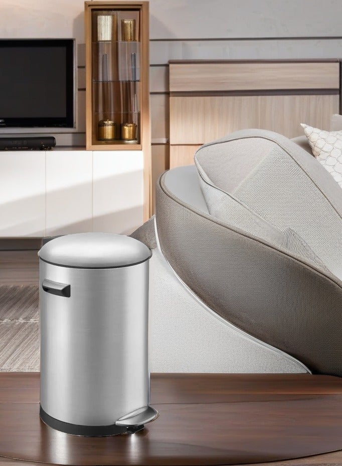 EKO BELLE SERIES | Brushed Stainless Steel Finish | Soft-Closing | Fingerprint-Resistant | Deluxe Pedal Trash & Garbage Bin | Multiple Sizes ( 5 - 30 L) To Suit Different Places | 5 Liters  - Image 2