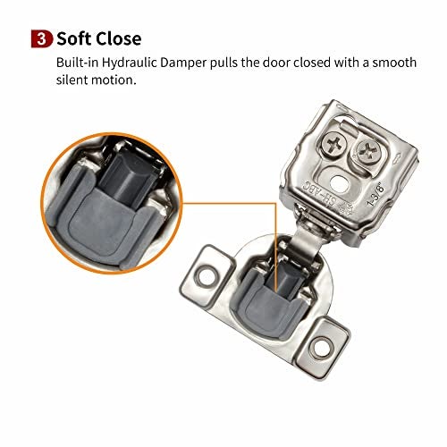 STIANC 10 Pack 1 3/8" Overlay 3D Soft Close Hinges for Face Frame Kitchen Cabinet, 3 Way Adjustability, Quiet Self Closing Door, 105 Degree - Image 4