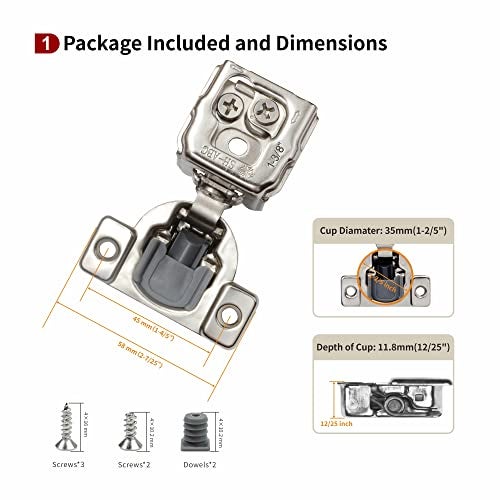 STIANC 10 Pack 1 3/8" Overlay 3D Soft Close Hinges for Face Frame Kitchen Cabinet, 3 Way Adjustability, Quiet Self Closing Door, 105 Degree - Image 2