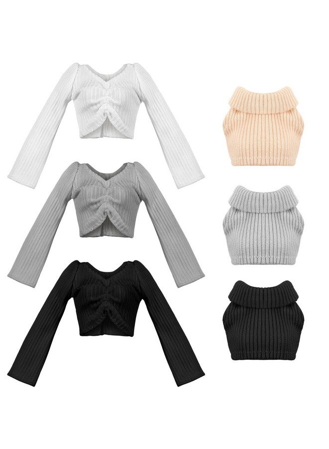 Bencailor 6 Pcs Doll Clothes For 11.8 Inch Doll, Doll Accessories Summer Tops Swimwear Robe Doll T Shirt Dress Winter Coat Jacke Doll Outfit Girl Birthday Gift(White, Gray ,Black) - Image 1