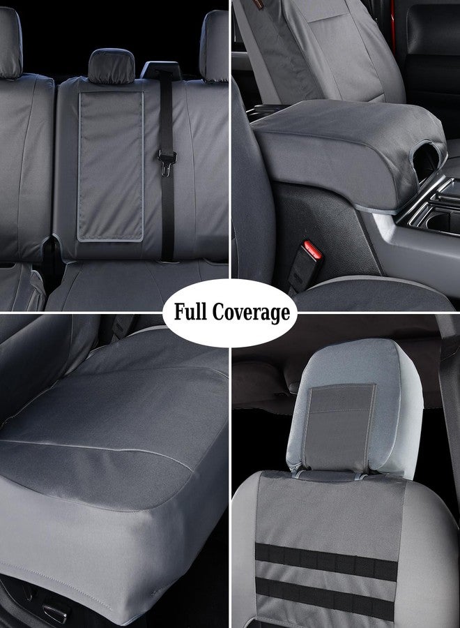 Coverado أغطية مقاعد السيارة الخلفية من Coverado، غطاء مقعد مقاوم للماء باللون الرمادي الأكسفورد لحماية مقاعد السيارة للأطفال والكلاب، أغطية مقاعد متوافقة مع فورد F150 موديلات 2015-2024 وفورد F250 وF350 وF450 موديلات 2017-2024، رمادي - Image 3