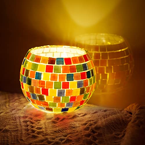 ONE TO FOUR Glass Mosaic Candle Holder Kit - DIY Mosaic Kits for Adults & Crafts for Girls 8-12 - Arts and Crafts for Kids, Tealight Candle Holder for Home Decor, Birthday Gifts for Kids Ages 6 7 8-12 - Image 2