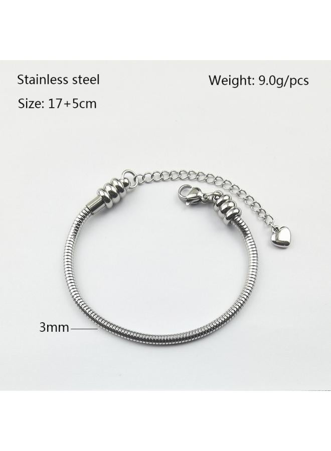 Metal Stainless Steel Waterproof Non-fading Jewelry Men's And Women's Snake Bone Wear Chain Pan Series Diy Casual Accessories Bracelet 