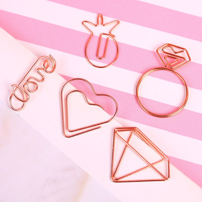 🖊️ 20 قطعة دبابيس ورقية بتصميم كرتوني علامة كتاب مع مشابك على شكل حلقة ألماسة قلب حب خمسة لكل شكل - Image 4