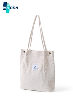 WAOKN Unisex Corduroy Bag Shopping Bag Designer Handbag Girls School Bag Female Canvas Shoulder Bag  - Image 1