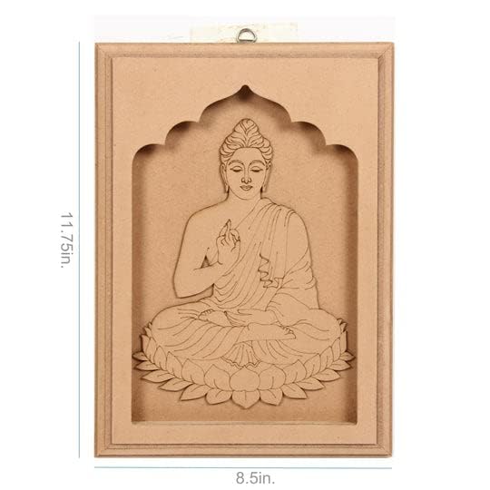 Dev DEV Computer Pre Marked M,D.F Boards Buddha with D Ring Hanging Hook 12 X 8.5inchPre Marked MDF Boards| Wood Cutout for Crafts|Premarked M,D.F Base for Lippan Art,Art and Craft, Painting - Image 3