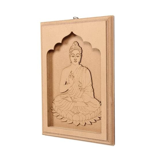 Dev DEV Computer Pre Marked M,D.F Boards Buddha with D Ring Hanging Hook 12 X 8.5inchPre Marked MDF Boards| Wood Cutout for Crafts|Premarked M,D.F Base for Lippan Art,Art and Craft, Painting - Image 2