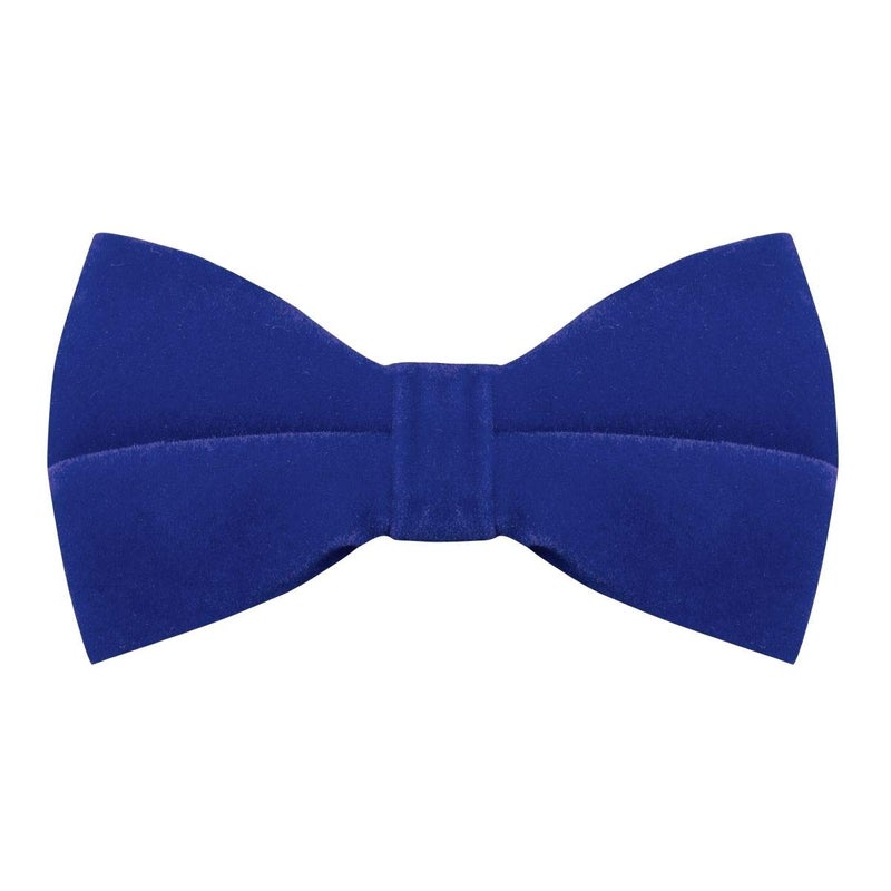 King & Priory Royal Blue Velvet Bow Tie - Image 3