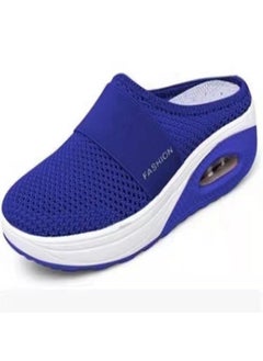 2022 Summer New Plus Size Lazy Person One Step Slippers Womens European Simple Slope Slippers Rubber Sole China Made Blue