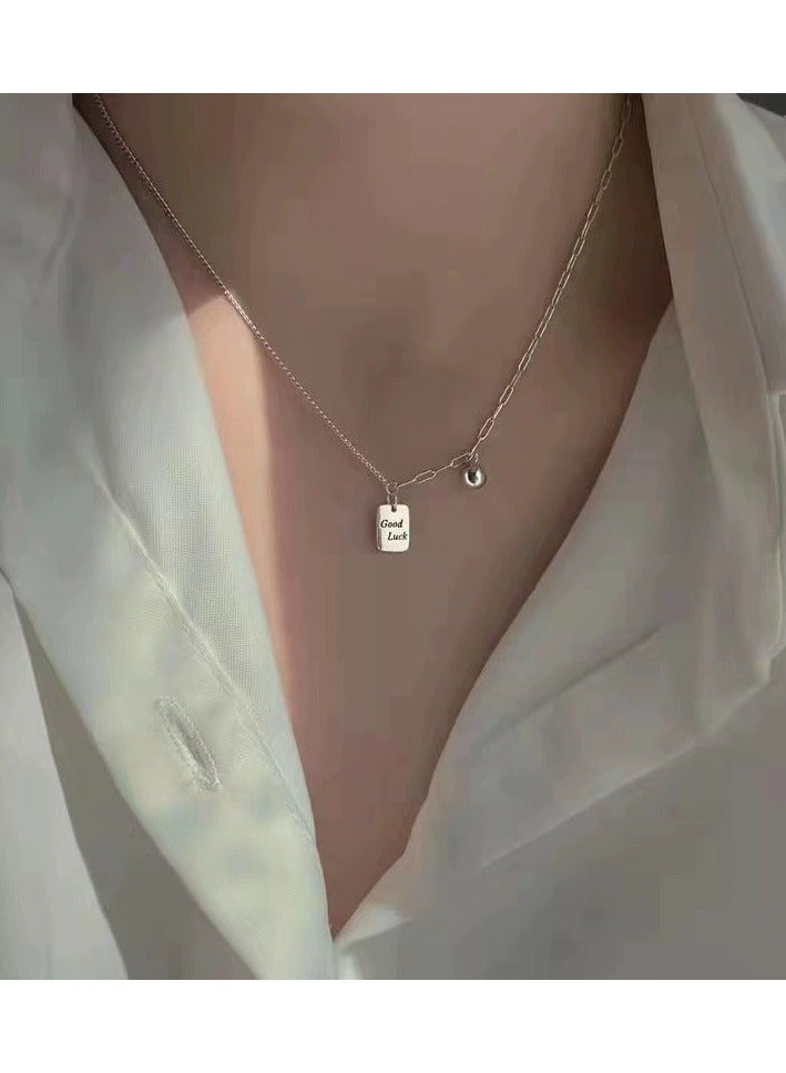 Goolsky Lucky Square Pendant Necklace – Elegant Minimalist Jewelry for Women, Boutique Chic Collarbone Chain, Daily/Office/Casual Wear - Image 1