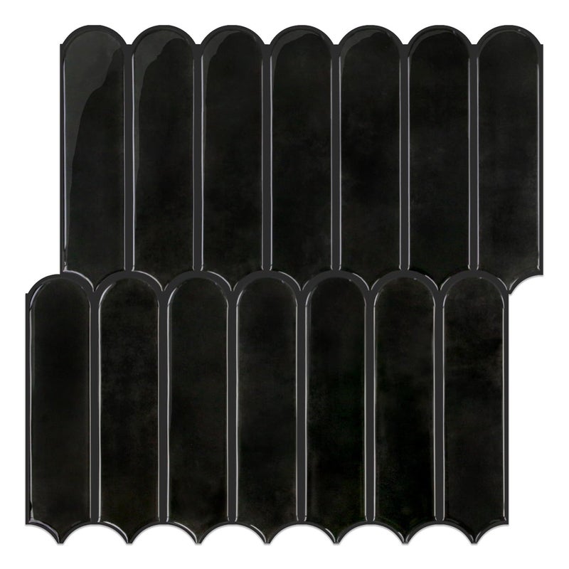 Commomy Thicker Black Peel and Stick Backsplash - 10 pcs of 12" x 12" - 3D Adhesive Peel and Stick Tiles Backsplash for Kitchen, Bathroom, Removable, Waterproof, Vinyl Wall Tile - Image 1