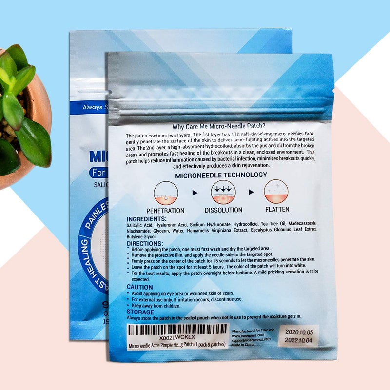 Care Me Microdart Acne Patch with 173 Micropoints (2 pack of 18 stickers) â€“ Spot Treatment for Cystic, Inflamed & Hormonal Acne, Pimples & Breakouts â€“ Fast Blemish Relief for Clearer Skin - Image 2