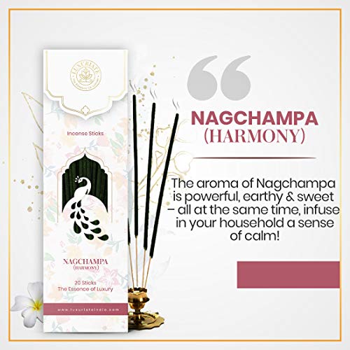 LUXURIATE Naagchampa Organic Natural Herbal Incense Organic Incense, Long-Lasting Incense Stick, Agarbatti for Puja, Prayer | Luxury Premium Incense - Pack of 1 (20 Sticks) - Image 2