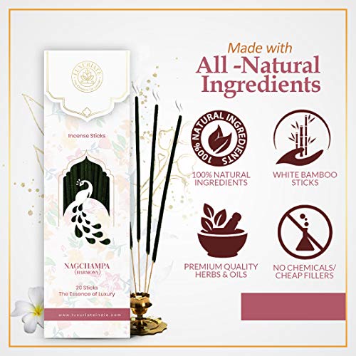 LUXURIATE Naagchampa Organic Natural Herbal Incense Organic Incense, Long-Lasting Incense Stick, Agarbatti for Puja, Prayer | Luxury Premium Incense - Pack of 1 (20 Sticks) - Image 4
