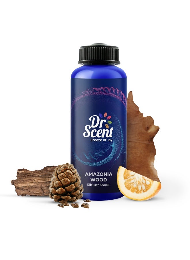 Dr Scent Premium Diffuser Aroma Oil- Amazonia Wood - Refreshing Bergamot and Seville Orange Blend | Leather and Balsamic Middle Notes | Woody Cedarwood Base | Long-lasting Fragrance 500ml - Image 1