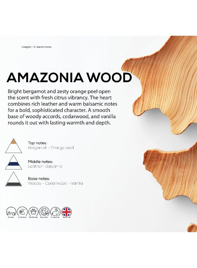 Dr Scent Premium Diffuser Aroma Oil- Amazonia Wood - Refreshing Bergamot and Seville Orange Blend | Leather and Balsamic Middle Notes | Woody Cedarwood Base | Long-lasting Fragrance 500ml - Image 2