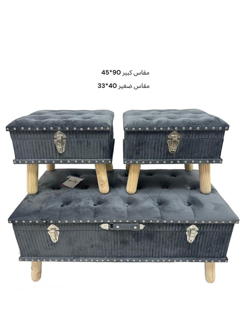 Set of 3 Pieces, Modern Nordic Storage Benches Rectangular Footrest Living Room Bedroom L. 90*45 S. 40*33 CM