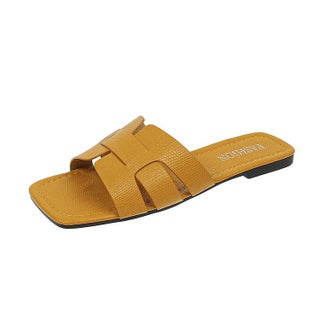 Flat Slippers for Women to Wear Outside 2023 Summer New Korean Style Square Toe Braided One-Line Beach Slippers for Women Cool and Breathable Yellow - pzsku/Z7C6897286C4F90FFFD9BZ/45/1746232401/107466c2-c794-490c-bc27-088542eded9a