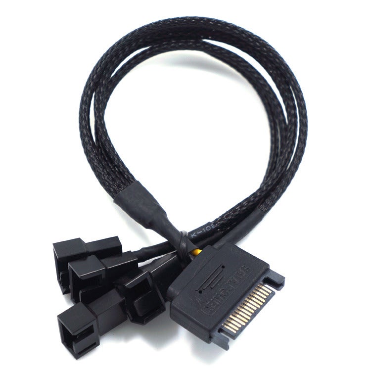 كابل مروحة كمبيوتر من SATA إلى 4PIN مناسب لـ 3pin/4PIN واجهة 1*SATA و 4*4PIN مادة PVC كابل توسيع يسمح لربع مروحات بمشاركة منفذ واحد - Image 5
