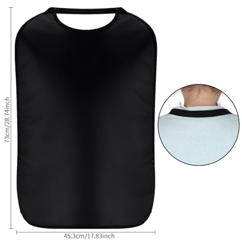 Twistover 1pcs Double Layer Stretchable Adult Bibs with Crumb Catcher Waterproof Washable Clothing Protector Adult Bibs for Eating (Pure,Black) - Image 2