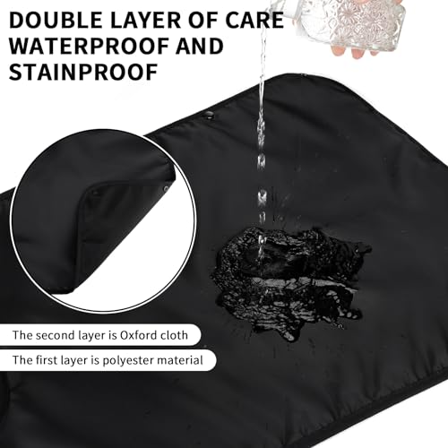 Twistover 1pcs Double Layer Stretchable Adult Bibs with Crumb Catcher Waterproof Washable Clothing Protector Adult Bibs for Eating (Pure,Black) - Image 4
