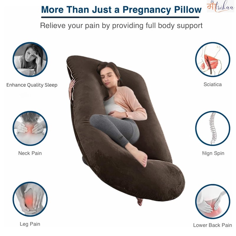 Maatrikaa JShaped Pregnancy Pillow Full Body Support for Pregnant Women with Removable Cover Coffee - Image 3