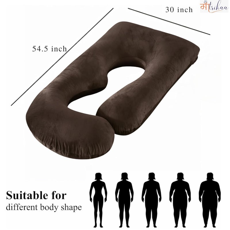 Maatrikaa JShaped Pregnancy Pillow Full Body Support for Pregnant Women with Removable Cover Coffee - Image 4