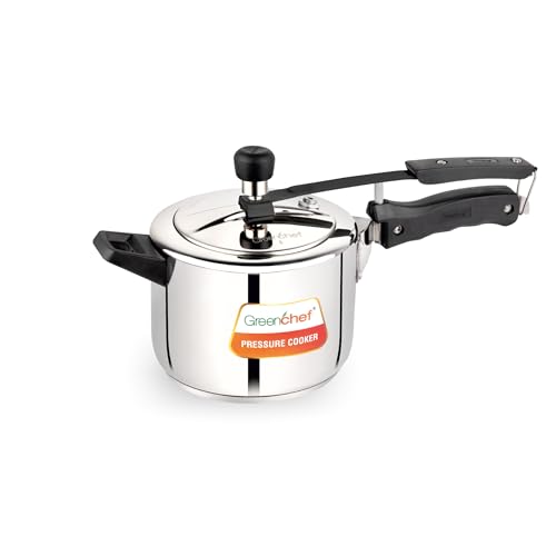Greenchef Stainless Steel Inner lid pressure cooker 5 litre – Classic, ISI certified, Induction and Gas compatible, Glossy Finish, Triply bottom, 5Year warranty - Image 1
