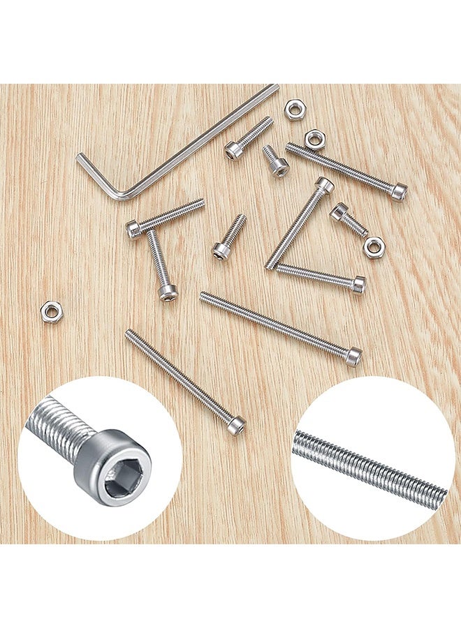 MVAQKLM  440Pcs M3 Screw Assortment with Nuts, Hex Socket Head Cap Screws Washers Kit, Metric Bolts and Nuts Kit, Stainless Steel Machine Screws Assortment, Fully Threaded Hex Nuts - Image 5
