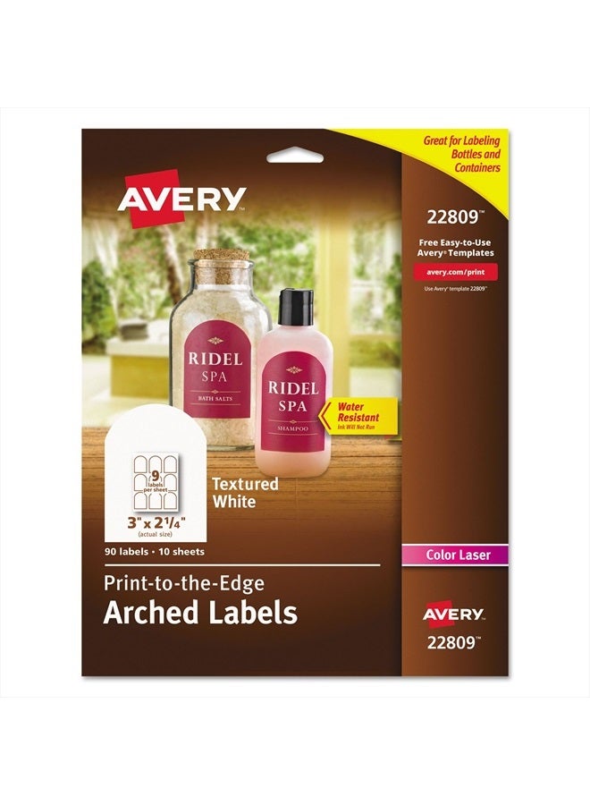 AVERY Avery Arched Labels with Sure Feed for Laser Printers, Water Resistant, 3" x 2.25", 90 Labels (22809) - Image 1