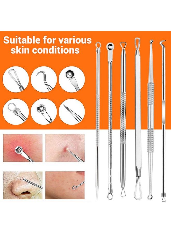 maycreate 9Pcs Blackhead Remover Tools Stainless Steel Blackhead Pimple Blemish Extractor/Remover Tool With Tweezers Professional Acne Remove Tools - Image 4