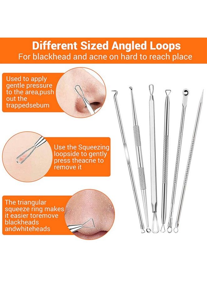 maycreate 9Pcs Blackhead Remover Tools Stainless Steel Blackhead Pimple Blemish Extractor/Remover Tool With Tweezers Professional Acne Remove Tools - Image 5