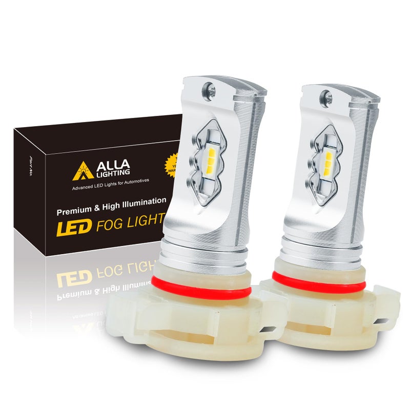 Alla Lighting 3800lm 2504 PSX24W LED Fog Light Bulbs 12276 3000K Golden Yellow Xtreme Super Bright PG207 Base ETI56 SMD 12V Upgrade
