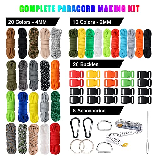 WEREWOLVES 550 Paracord - 4MM & 2MM Micro Paracord Combo Crafting Kits with Instructions Book, Bracelet Accessories (Forest) - Image 2