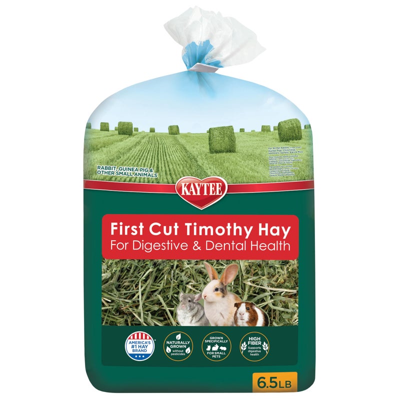 Kaytee First Cut Timothy Hay, High Fiber, Grown Specifically for Small Animals, Rabbits, Guinea Pigs, Chinchillas, 6.5 Pounds - Image 1