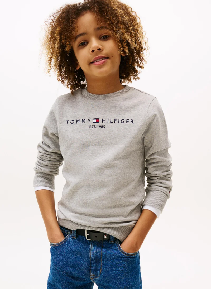 TOMMY HILFIGER Kids Logo Detailed Crew Neck Sweatshirt
