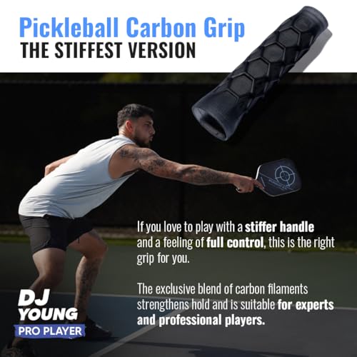 Hesacore Pickleball Paddle Carbon Grip - 5.25in - Stiff Feel - Supports Tennis Elbow, Enhances Grip Strength, Reduces Vibration with Finger Support and Anti-Sweat - Medium - Image 5
