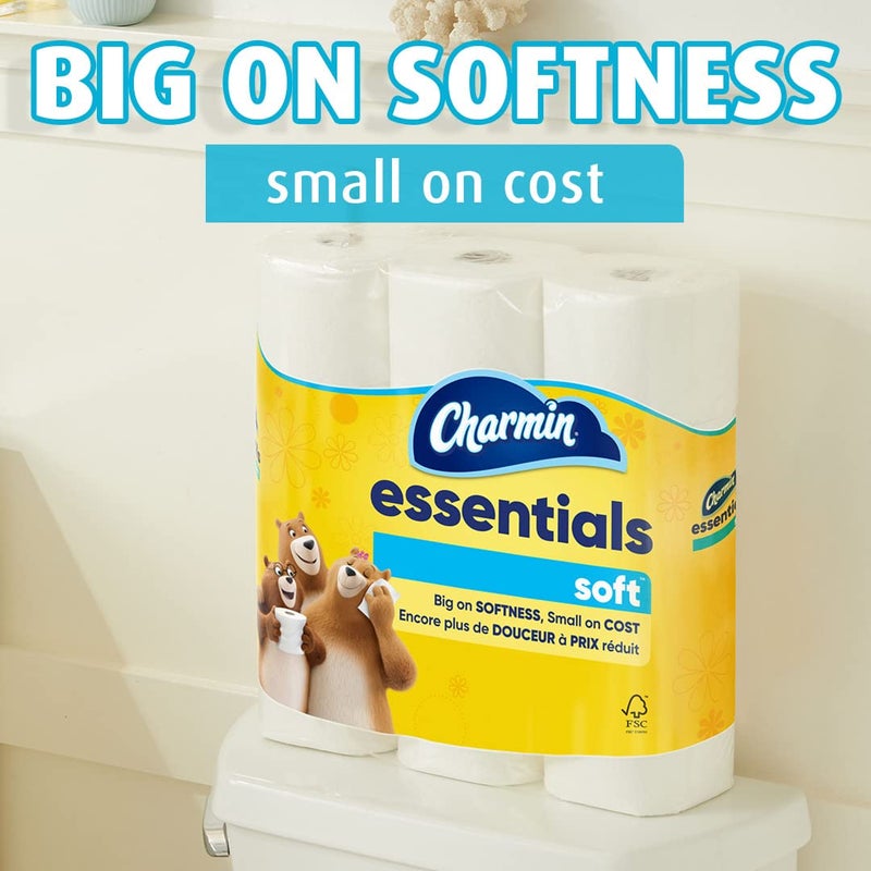 Charmin Essentials Soft Toilet Paper, 9 Mega Rolls = 36 Regular Rolls - Image 2