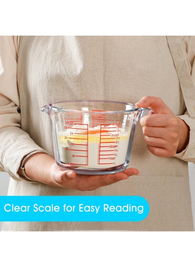 KITCHENOO High Quality Borosilicate Glass Measuring Cup 4 Cups, Glass Measuring Cup with Multiple Scales, Easy to Read (4 Cups 1000ml) - Image 3