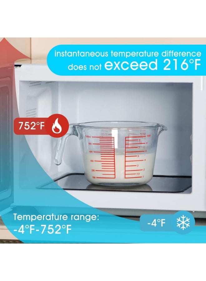 KITCHENOO High Quality Borosilicate Glass Measuring Cup 4 Cups, Glass Measuring Cup with Multiple Scales, Easy to Read (4 Cups 1000ml) - Image 4