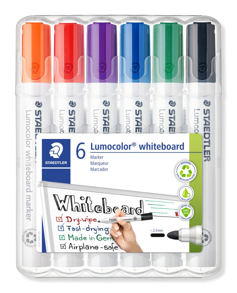 Staedtler 351WP6 Bullet Tip Whiteboard Marker, Pack of 6 - Image 1
