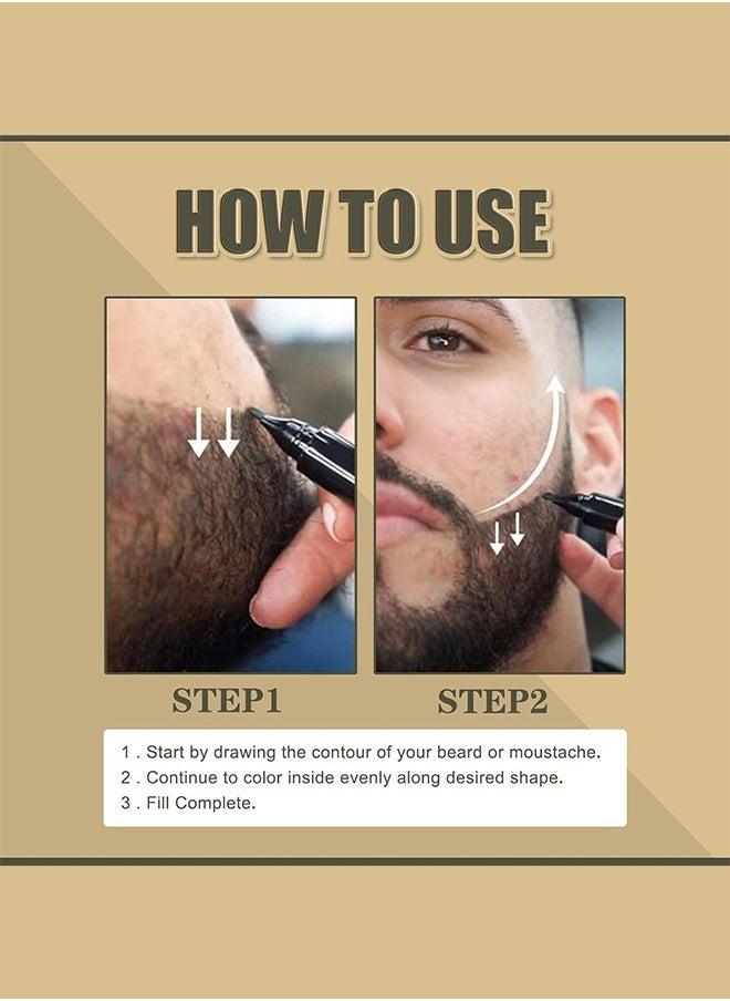 Beard Pencil Filler Kit for Men – Waterproof Beard Pen with Brush for Long-Lasting Coverage and Natural Look