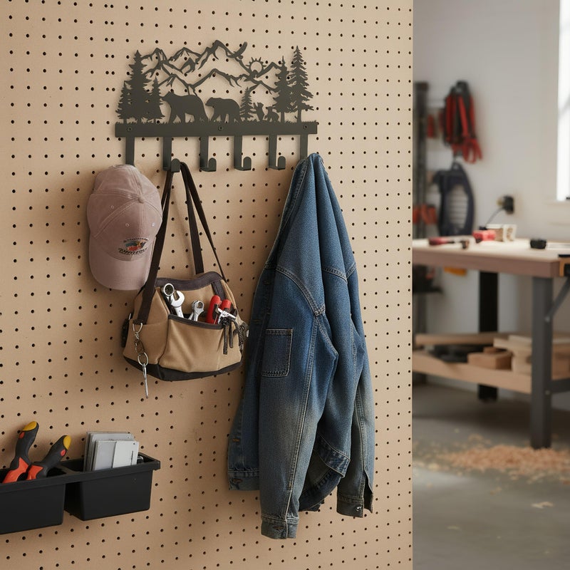 SIFZYJGN Metal Black Coat Hooks Wall Mount and Coat Rack Hanger for Hanging and Storage Ideal for Living Room, Hallway, Office, Backpack, Bags, Towel, Clothes and Hat (Bear) - Image 4