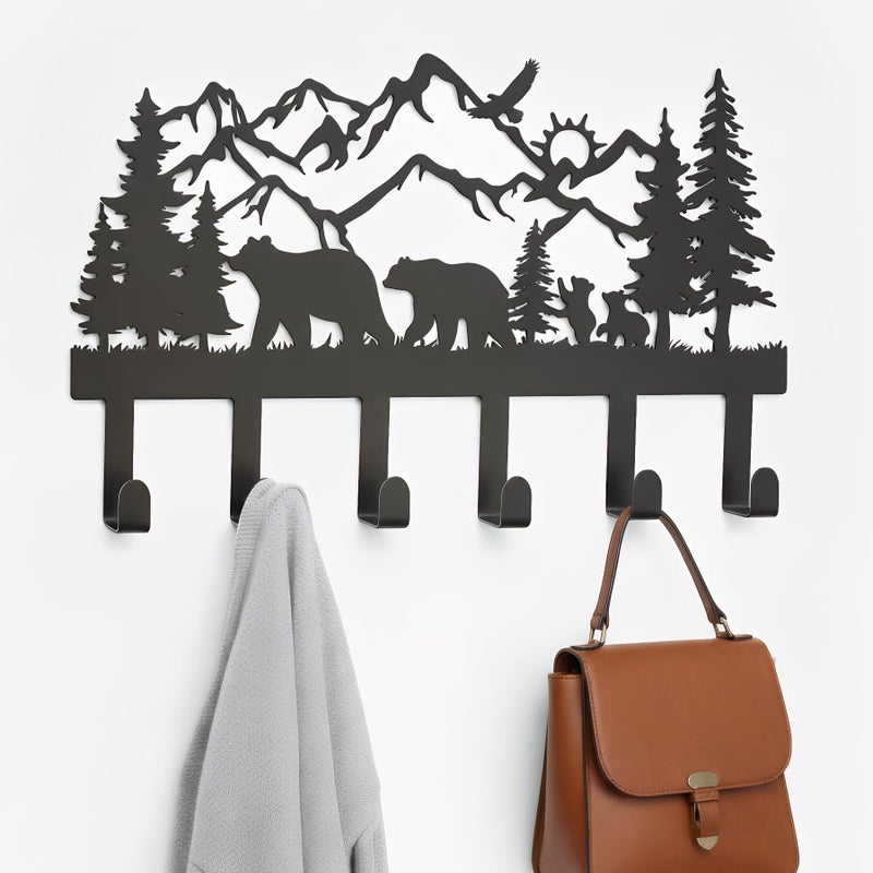SIFZYJGN Metal Black Coat Hooks Wall Mount and Coat Rack Hanger for Hanging and Storage Ideal for Living Room, Hallway, Office, Backpack, Bags, Towel, Clothes and Hat (Bear) - Image 1