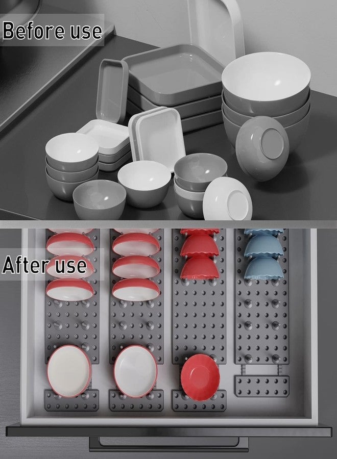 M-Ved Adjustable Kitchen Storage Organizer Rack, Grey, Food Container Lid Holder, Expandable Dish Drying Stand - Image 3