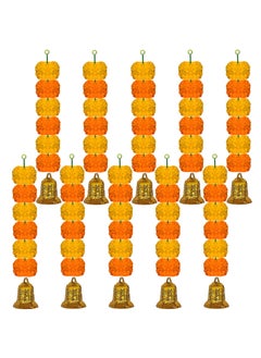 CRAFTOX DECOR CRAFTOX DECOR Artificial Marigold Super Mini GarlandsDiwali Decorations Color Yellow Orange Pack of 10 CN3360610  - Image 1