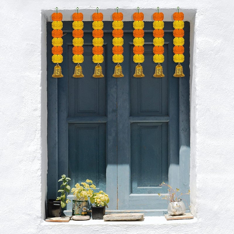 CRAFTOX DECOR CRAFTOX DECOR Artificial Marigold Super Mini GarlandsDiwali Decorations Color Yellow Orange Pack of 10 CN3360610  - Image 2