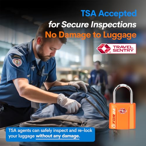Forge Small TSA Approved Luggage Locks: Ultra Secure Dimple Key Travel Locks Alloy Body. for Luggage, Travel Cases, Backpacks, Orange 4 Pack. - Image 2